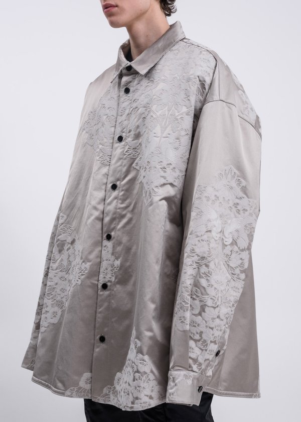 CORNERSTONE Chinese Traditional Embroidery Oversized Jacket - Grey CORNERSTONE Chinese Traditional Embroidery Oversized Jacket - Grey