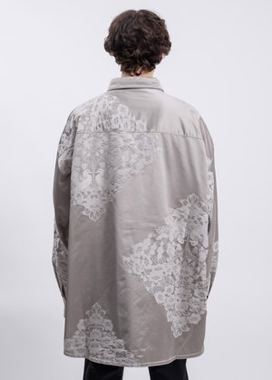 CORNERSTONE Chinese Traditional Embroidery Oversized Jacket - Grey CORNERSTONE Chinese Traditional Embroidery Oversized Jacket - Grey