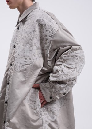 CORNERSTONE Chinese Traditional Embroidery Oversized Jacket - Grey CORNERSTONE Chinese Traditional Embroidery Oversized Jacket - Grey