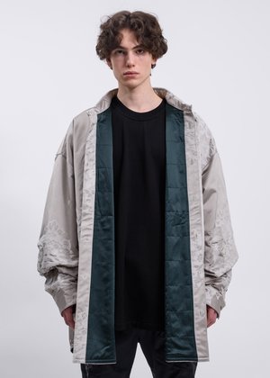 CORNERSTONE Chinese Traditional Embroidery Oversized Jacket - Grey CORNERSTONE Chinese Traditional Embroidery Oversized Jacket - Grey