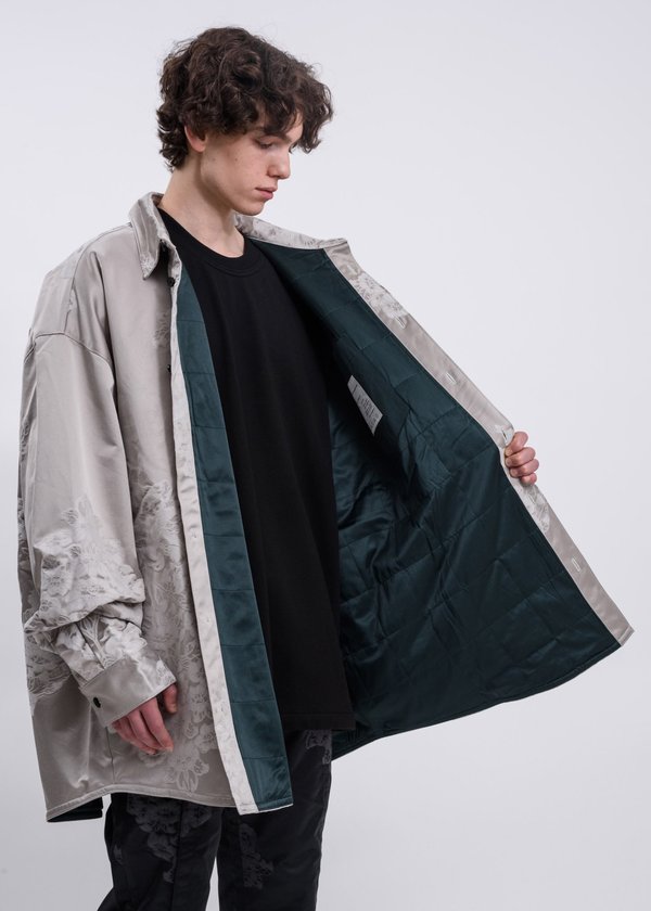 CORNERSTONE Chinese Traditional Embroidery Oversized Jacket - Grey CORNERSTONE Chinese Traditional Embroidery Oversized Jacket - Grey
