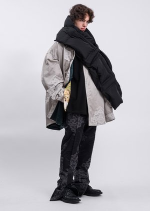 CORNERSTONE Chinese Traditional Embroidery Oversized Jacket - Grey CORNERSTONE Chinese Traditional Embroidery Oversized Jacket - Grey