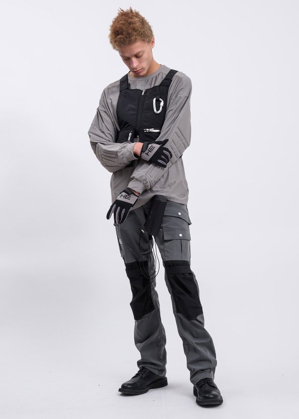 Heliot Emil Crewneck With Padded Long Sleeves - Grey