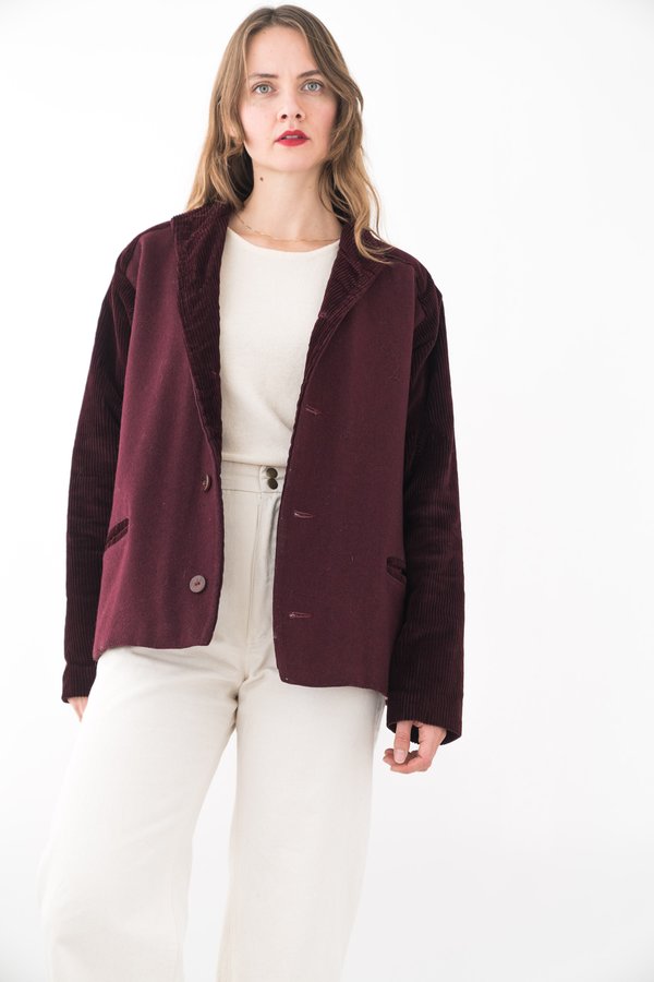 Backtalk PDX Vintage Quilted Corduroy Blazer - Maroon Backtalk PDX Vintage Quilted Corduroy Blazer - Maroon