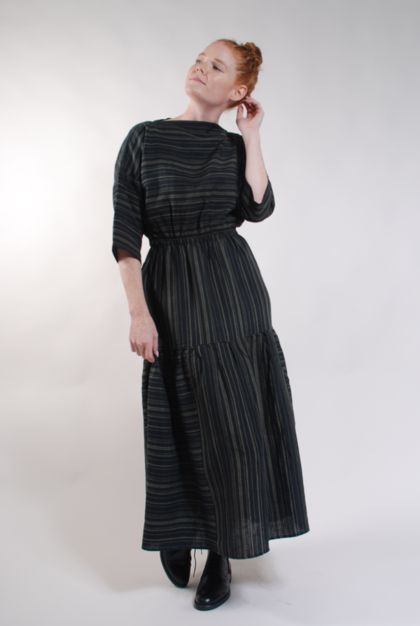 Built by Wendy Boatneck Dress - Black/Olive Stripe Built by Wendy Boatneck Dress - Black/Olive Stripe