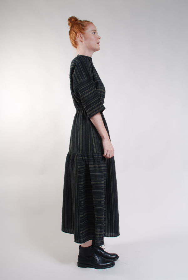 Built by Wendy Boatneck Dress - Black/Olive Stripe Built by Wendy Boatneck Dress - Black/Olive Stripe