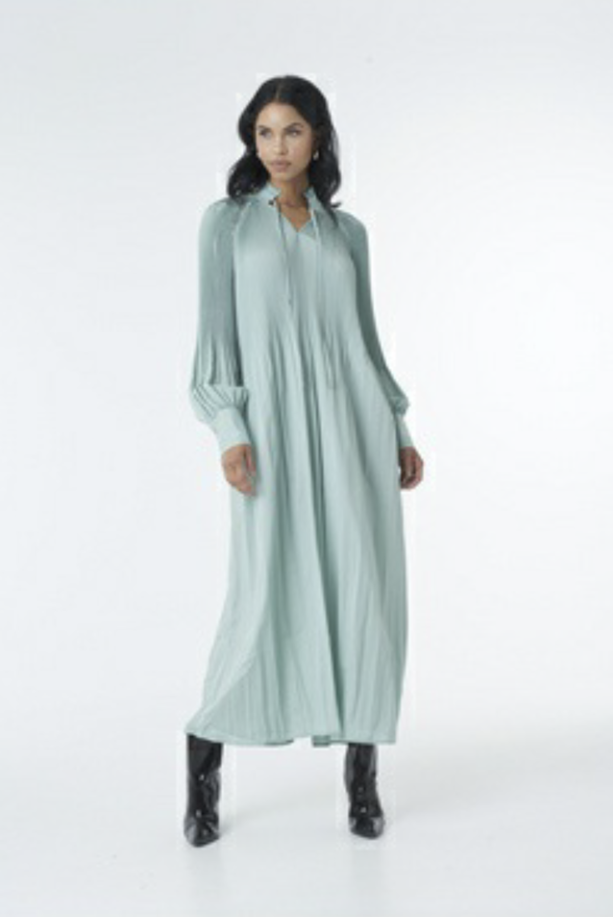 NA-KD tie neck pleated dress | Garmentory