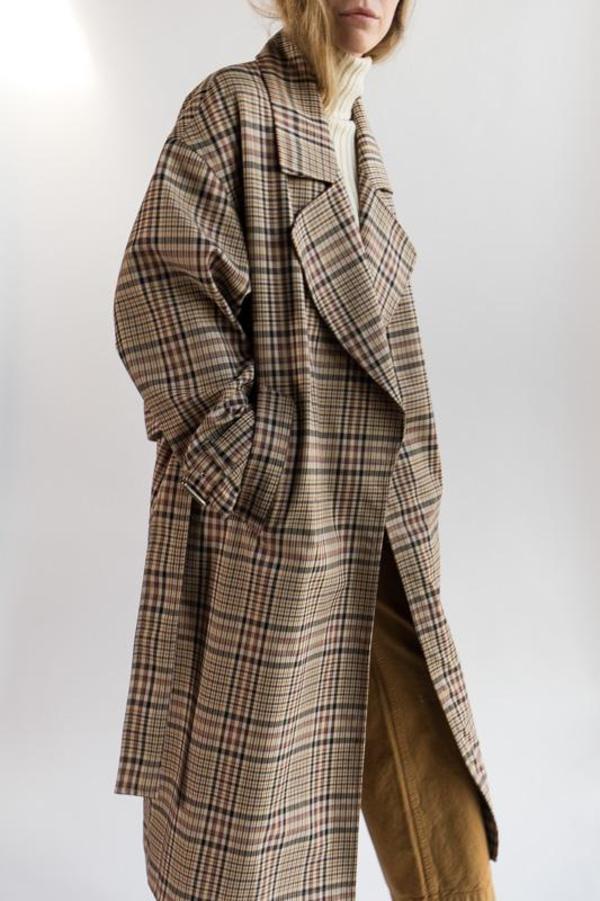 Nomia Oversize Trench - Tan Multi Plaid Nomia Oversize Trench - Tan Multi Plaid
