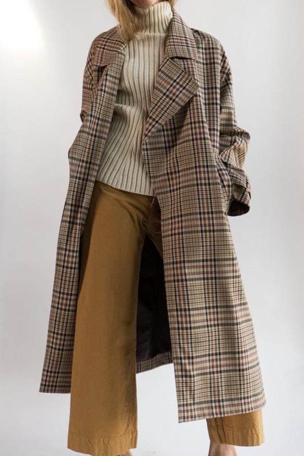 Nomia Oversize Trench - Tan Multi Plaid Nomia Oversize Trench - Tan Multi Plaid