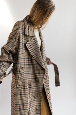 Nomia Oversize Trench - Tan Multi Plaid Nomia Oversize Trench - Tan Multi Plaid