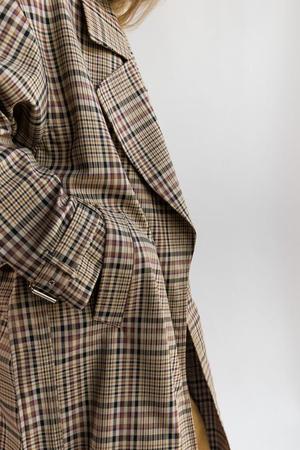 Nomia Oversize Trench - Tan Multi Plaid Nomia Oversize Trench - Tan Multi Plaid
