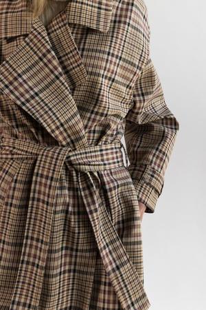 Nomia Oversize Trench - Tan Multi Plaid Nomia Oversize Trench - Tan Multi Plaid