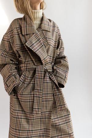 Nomia Oversize Trench - Tan Multi Plaid Nomia Oversize Trench - Tan Multi Plaid