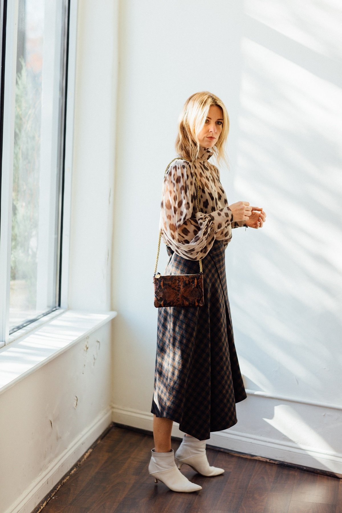 VINCE Check Plaid Drape Skirt - Mahogany | Garmentory