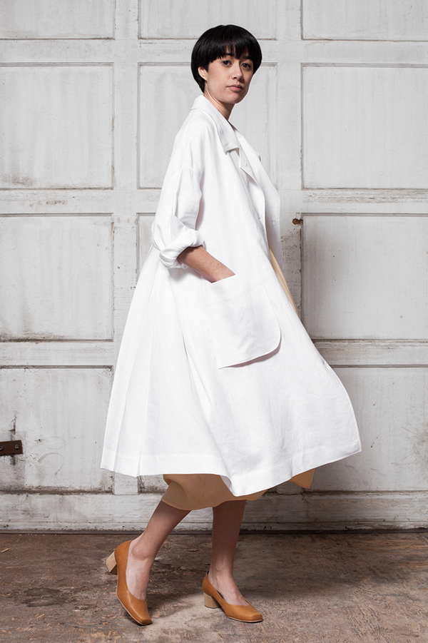 Horses Atelier Button Collar Patch Pocket Coat - white