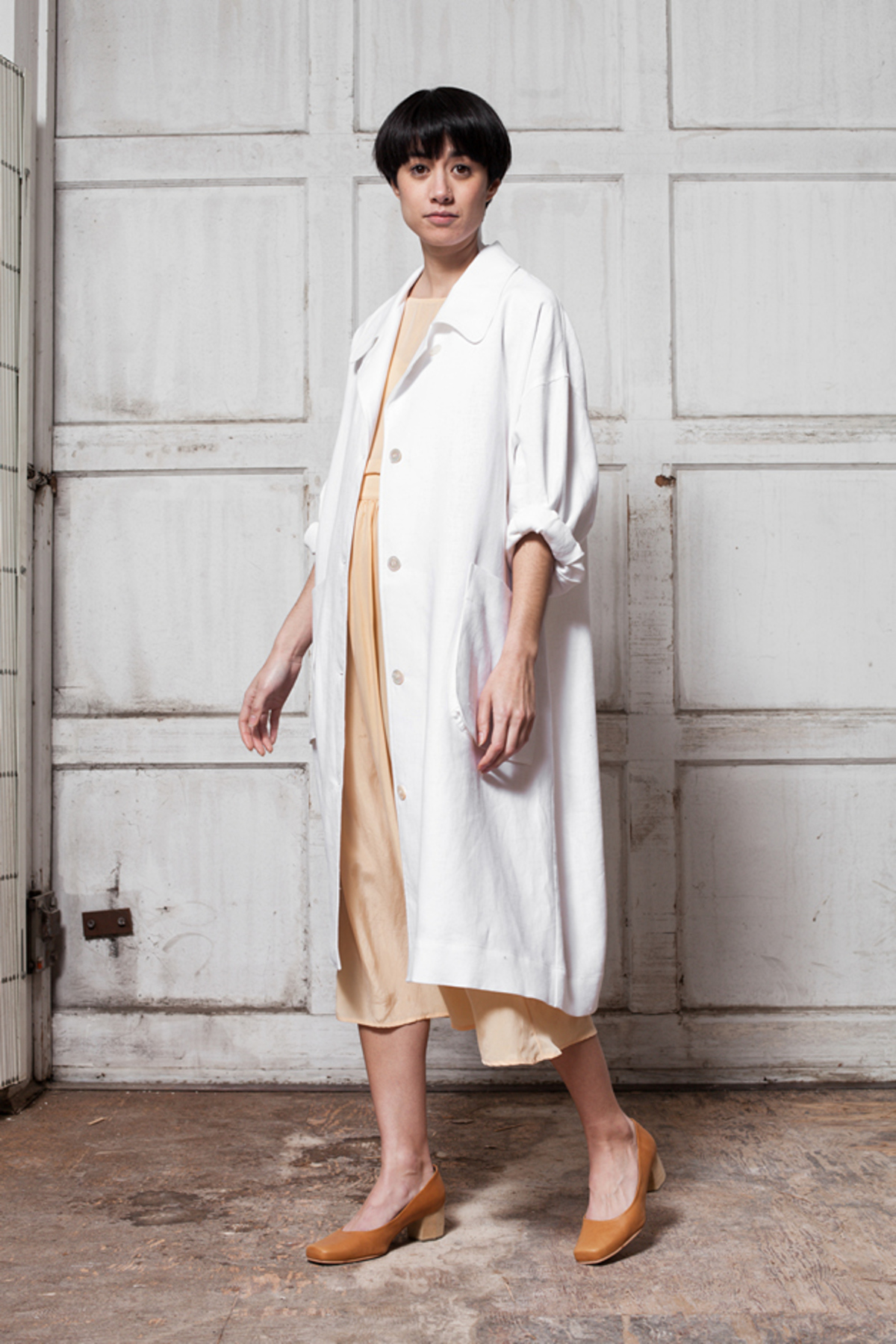 Horses Atelier Button Collar Patch Pocket Coat - white - Image 2 of 5