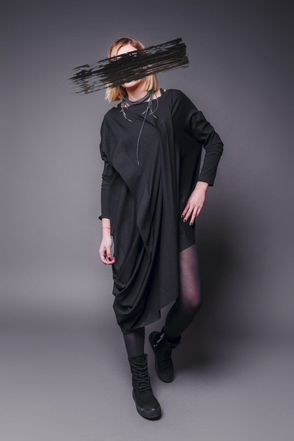 MAKS Asymmetrical Tunic Dress - Black MAKS Asymmetrical Tunic Dress - Black