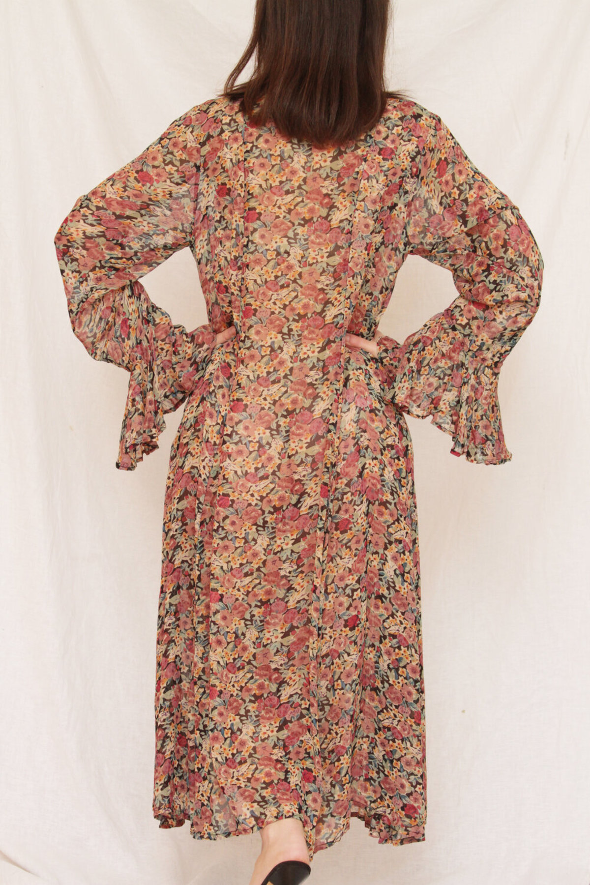 Vintage sheer leaf print dress main image 0