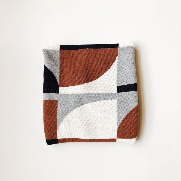 Happy Habitat Quarter Circles Cotton Throw Blanket Black/Cinnamon