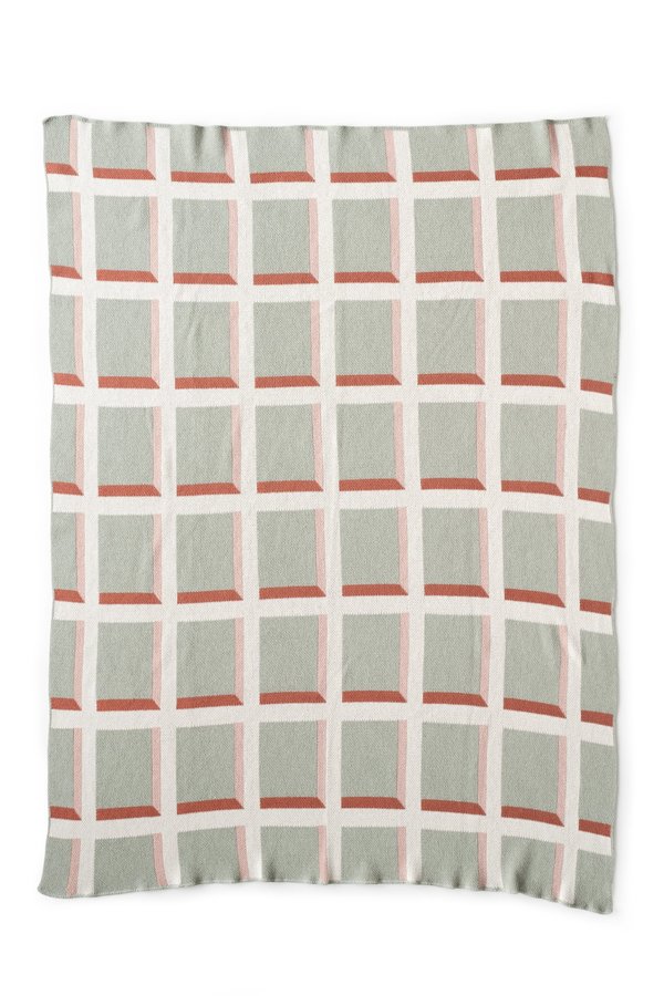 Happy Habitat Windowpane Knit Throw Blanket Pale Green/Blush