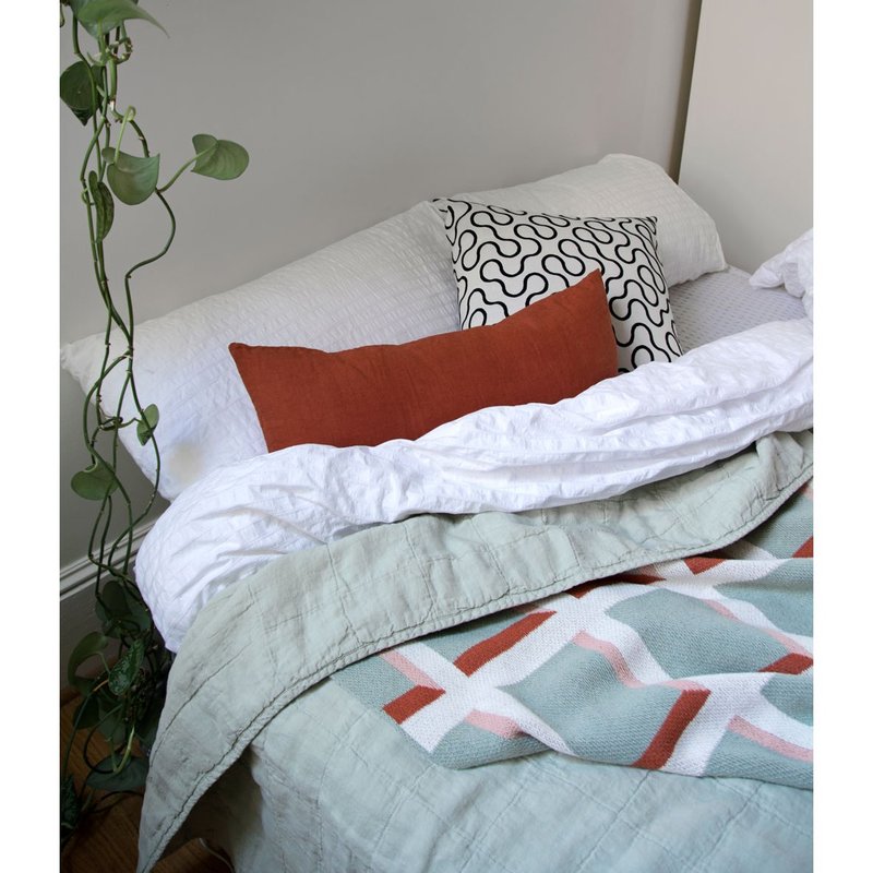 Happy Habitat Windowpane Knit Throw Blanket Pale Green/Blush