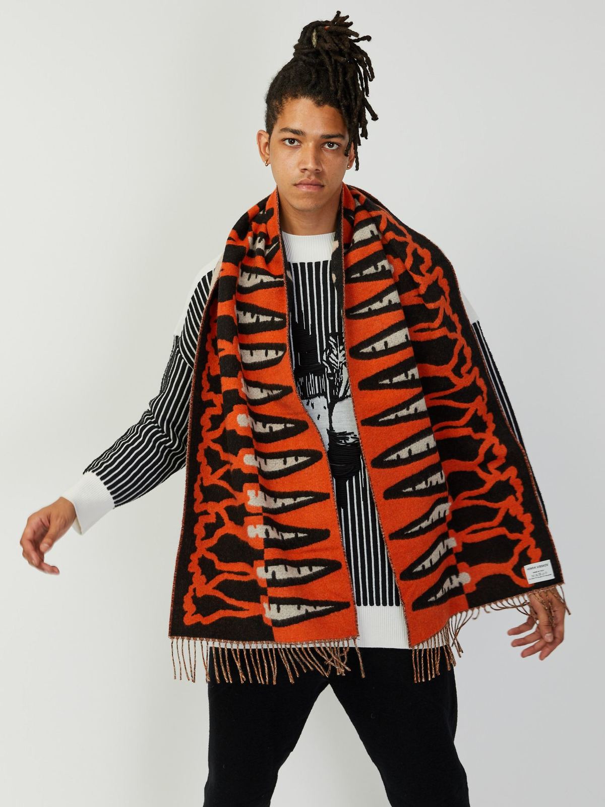 Henrik Vibskov Carrot Scarf - Black/Orange Carrot | Garmentory