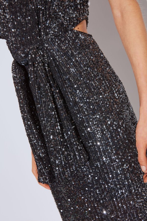 Cameo Lustre Midi Dress - Black Sequin Cameo Lustre Midi Dress - Black Sequin