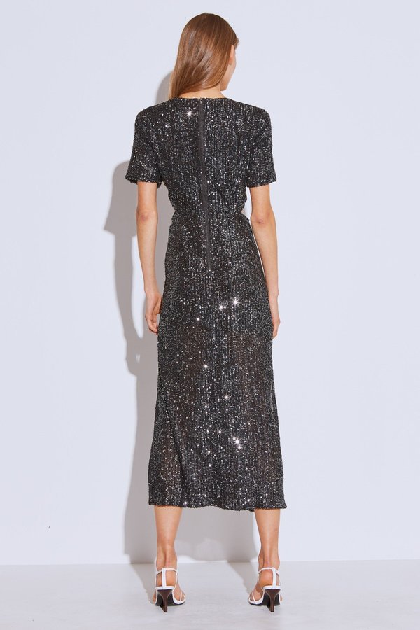 Cameo Lustre Midi Dress - Black Sequin Cameo Lustre Midi Dress - Black Sequin