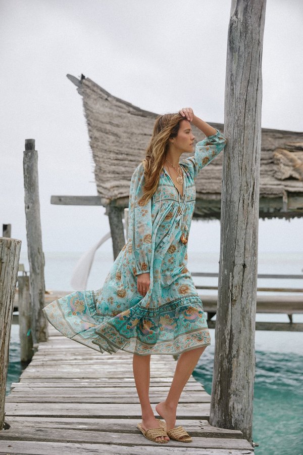 SPELL & THE GYPSY COLLECTIVE Seashell Boho Dress - Seafoam | Garmentory