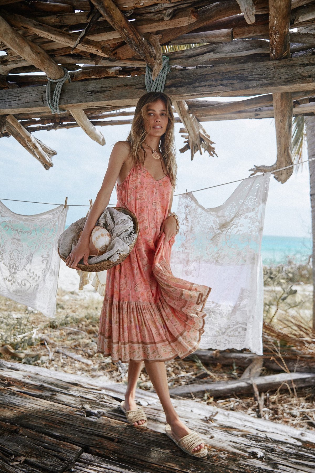 spell seashell strappy midi dress Spell & the Gypsy Collective Seashell Strappy Midi Dress