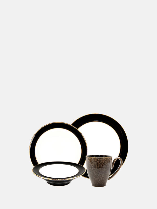 Brown Denby Praline Noir 4-Piece Place Setting