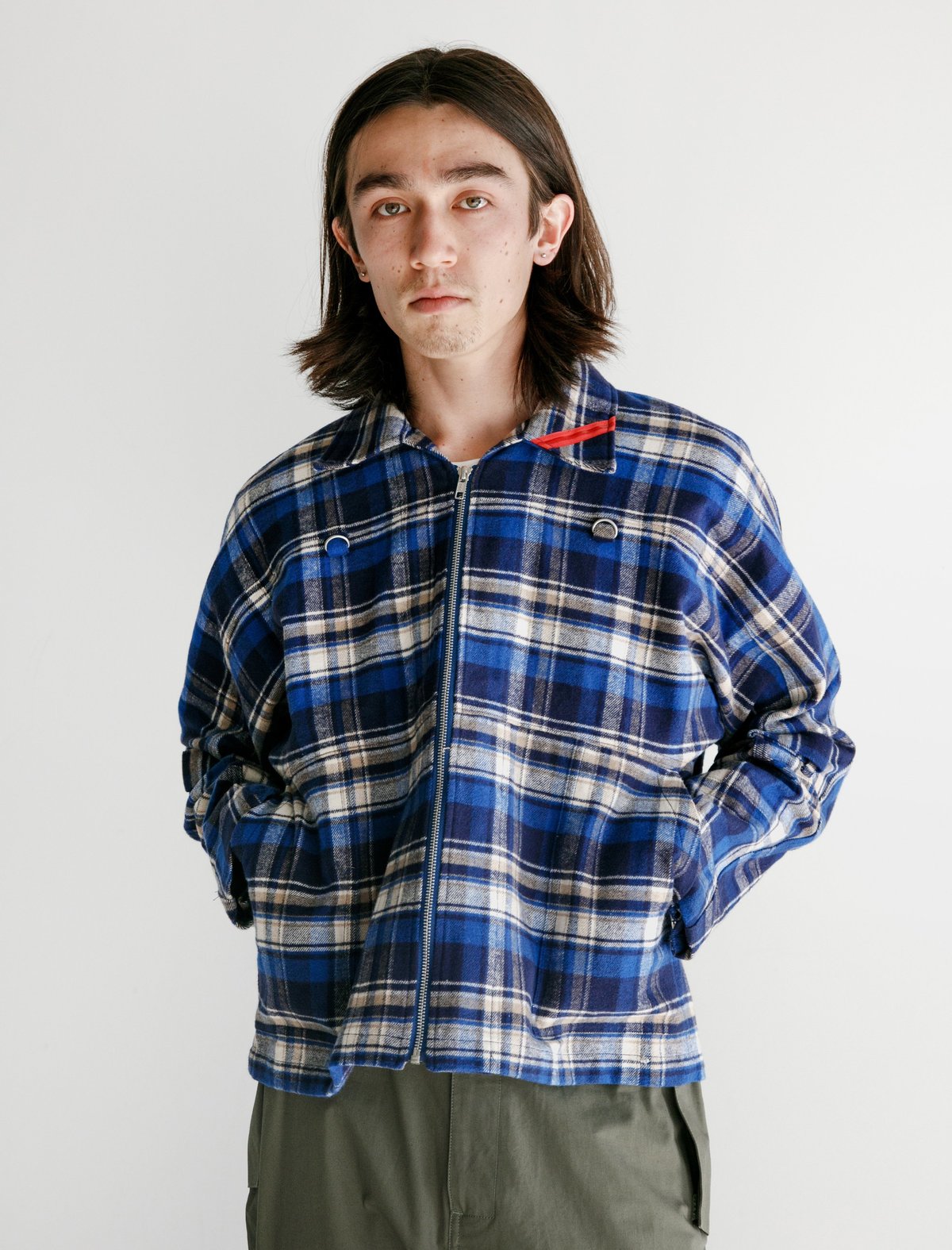 Phingerin Zip Run Jacket - Flannel Navy Plaid | Garmentory