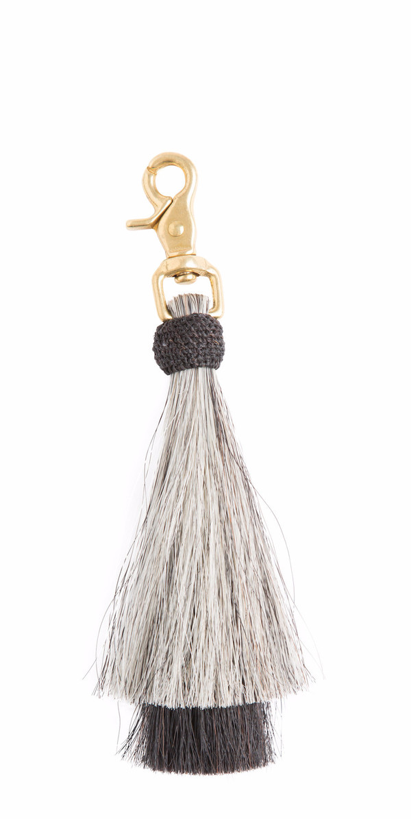 Oliveve Grey/Black Double Bell Horse Hair Tassel On Brass Clip Garmentory