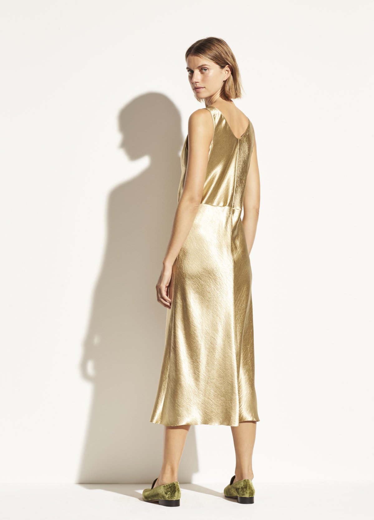 Vince Metallic Tank Dress - Pale Gold | Garmentory