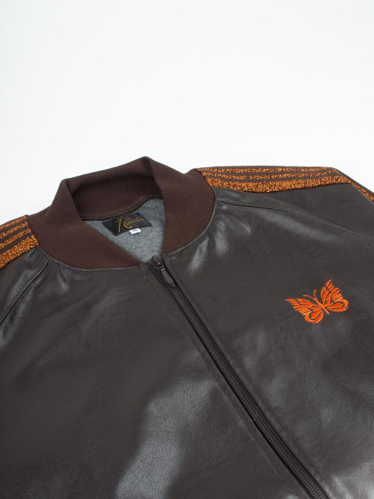 needles ブラウン ジップアップレザージャケット NEEDLES Track Jacket Faux Lthr./Brown