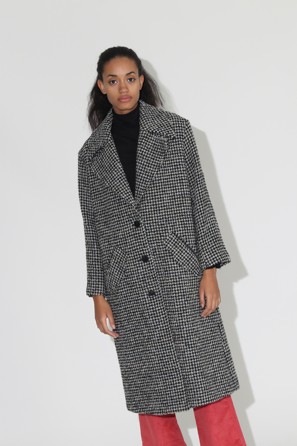 No.6 Edgar Coat - Black/Houndstooth Boucle No.6 Edgar Coat - Black/Houndstooth Boucle