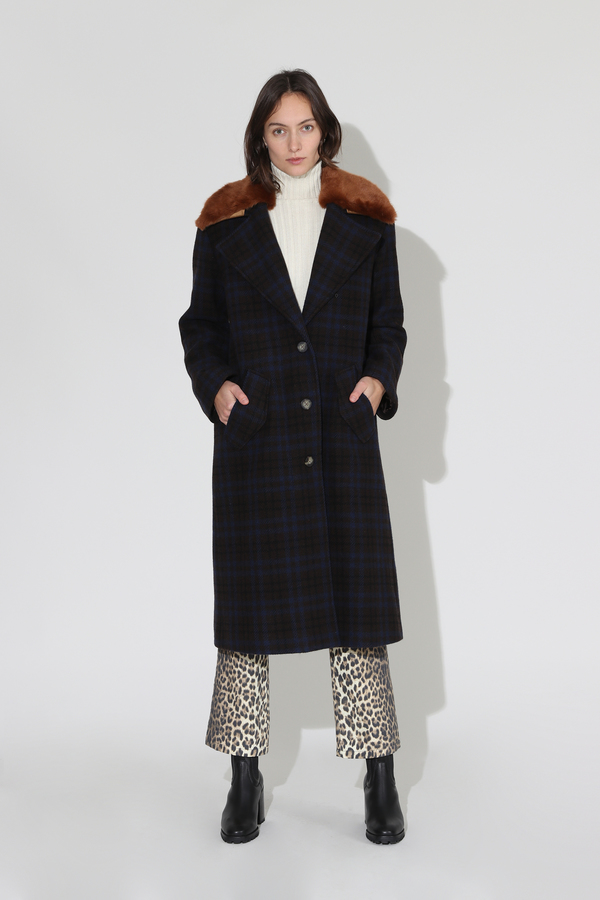 No.6 Edgar Coat - Espresso/Navy Plaid No.6 Edgar Coat - Espresso/Navy Plaid
