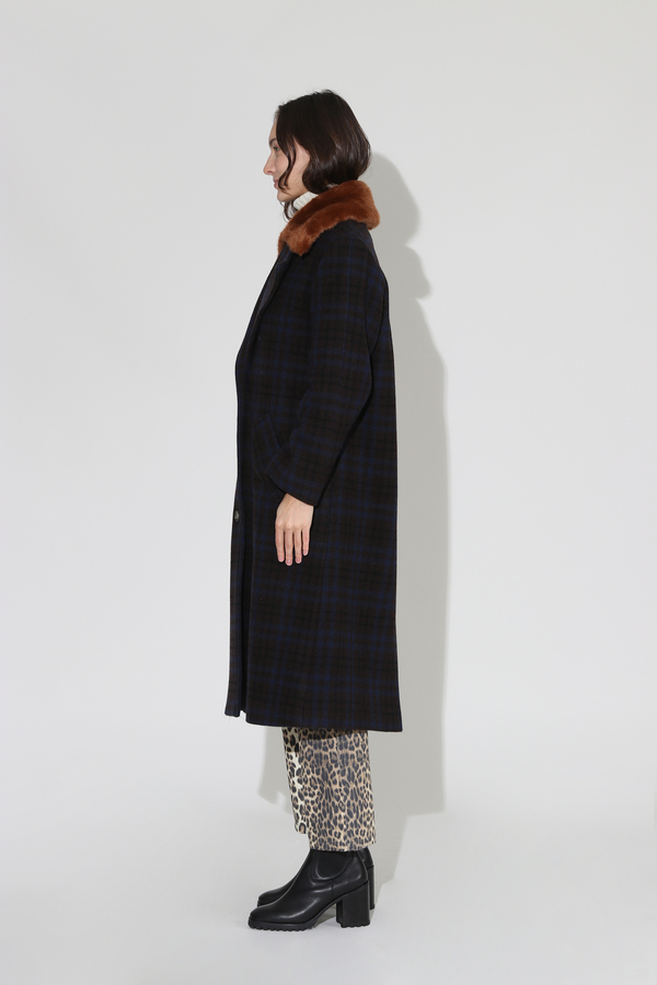 No.6 Edgar Coat - Espresso/Navy Plaid No.6 Edgar Coat - Espresso/Navy Plaid