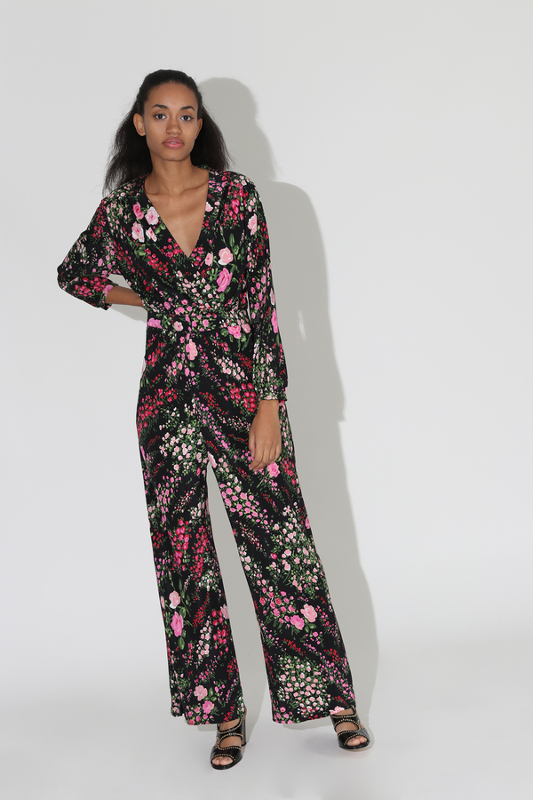 No.6 August Wrap Jumpsuit - Black English Garden No.6 August Wrap Jumpsuit - Black English Garden