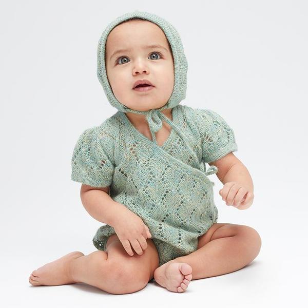 Kids Oeuf NYC Pointelle Kimono Close Romper - Ocean Green Kids Oeuf NYC Pointelle Kimono Close Romper - Ocean Green