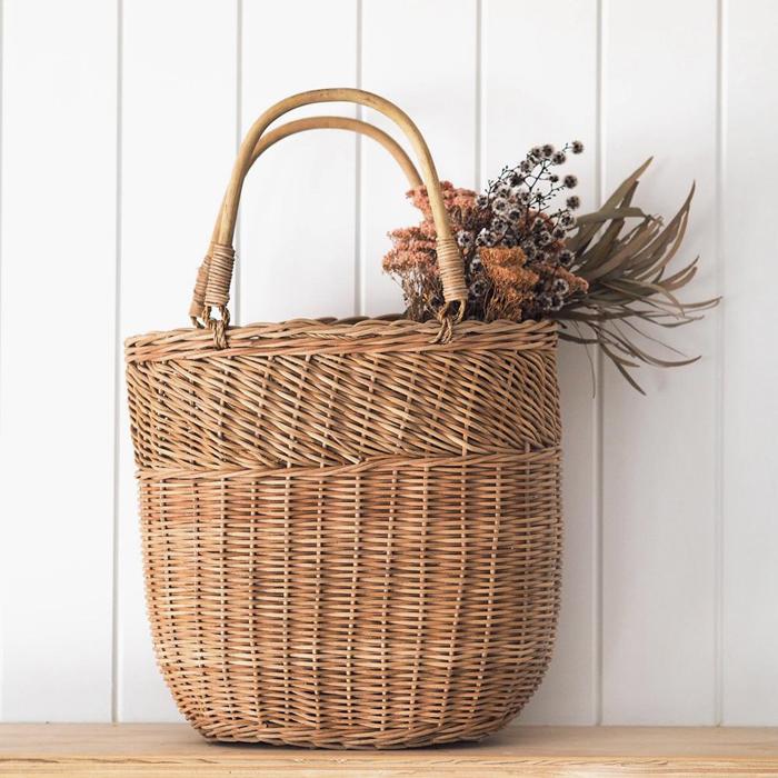 Olli Ella Rattan Large Bucket Bag Garmentory