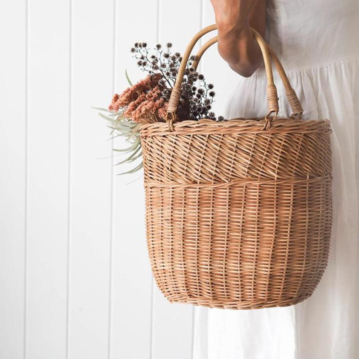 Olli Ella Rattan Large Bucket Bag Garmentory