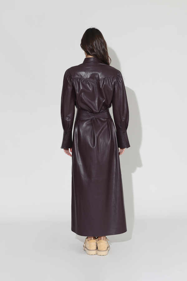 Nanushka Rosana Vegan Leather Quilt Detail Dress - Aubergine Nanushka Rosana Vegan Leather Quilt Detail Dress - Aubergine