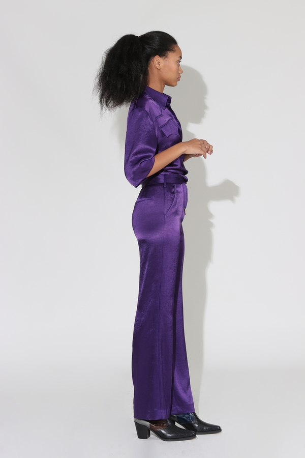 Nanushka Kisa Satin Maxi Pants - Purple Nanushka Kisa Satin Maxi Pants - Purple