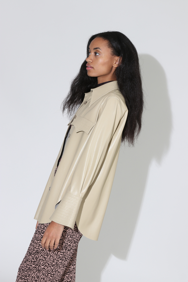 Nanushka Elpi Vegan Leather Quilt Detail Shirt - Wax Yellow Nanushka Elpi Vegan Leather Quilt Detail Shirt - Wax Yellow