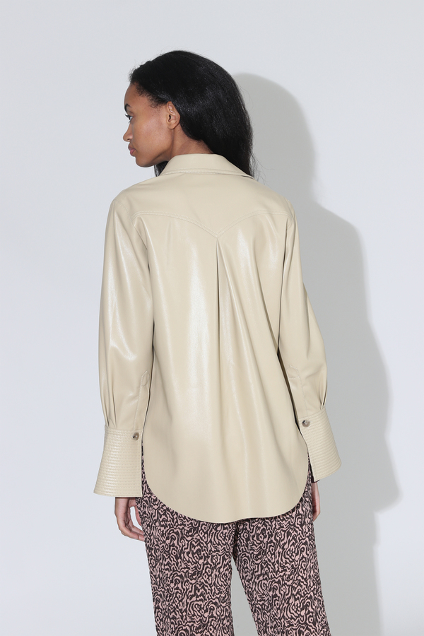 Nanushka Elpi Vegan Leather Quilt Detail Shirt - Wax Yellow Nanushka Elpi Vegan Leather Quilt Detail Shirt - Wax Yellow