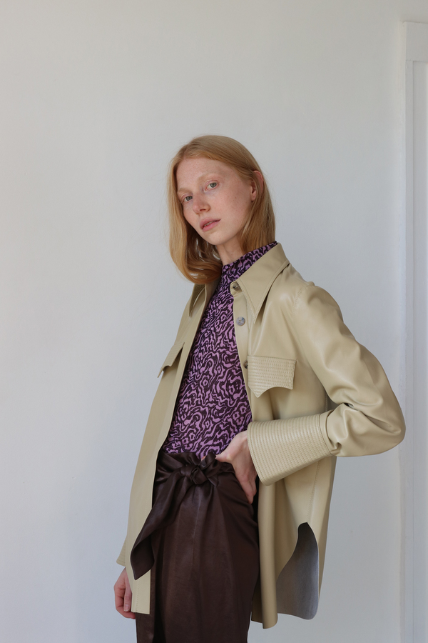 Nanushka Elpi Vegan Leather Quilt Detail Shirt - Wax Yellow Nanushka Elpi Vegan Leather Quilt Detail Shirt - Wax Yellow
