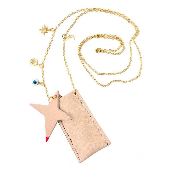 Kids Atsuyo Et Akiko Amulet Crystal Necklace - Natural Leather Pink Kids Atsuyo Et Akiko Amulet Crystal Necklace - Natural Leather Pink
