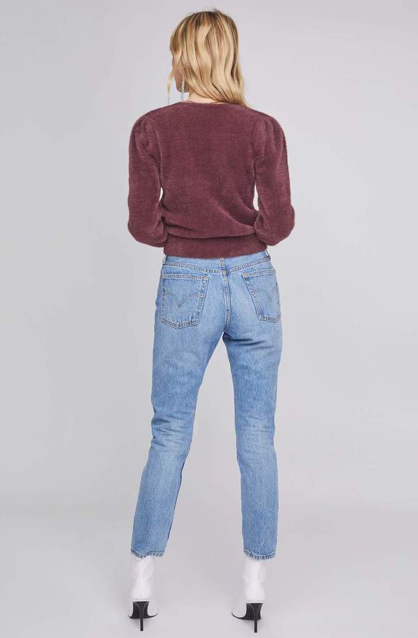 ASTR The Label Sheresa Fuzzy Wrap Sweater - Plum ASTR The Label Sheresa Fuzzy Wrap Sweater - Plum