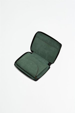 Del Barrio Small Zipped Wallet - Black/Green Del Barrio Small Zipped Wallet - Black/Green
